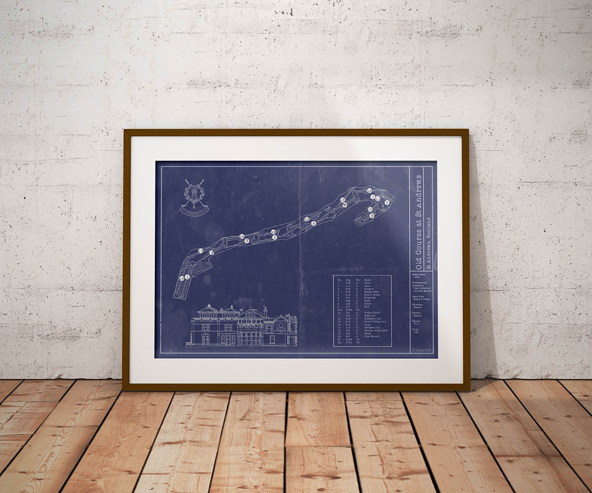 Old Course at St. Andrews Golf Course Blueprint ArtVintage Sports ...